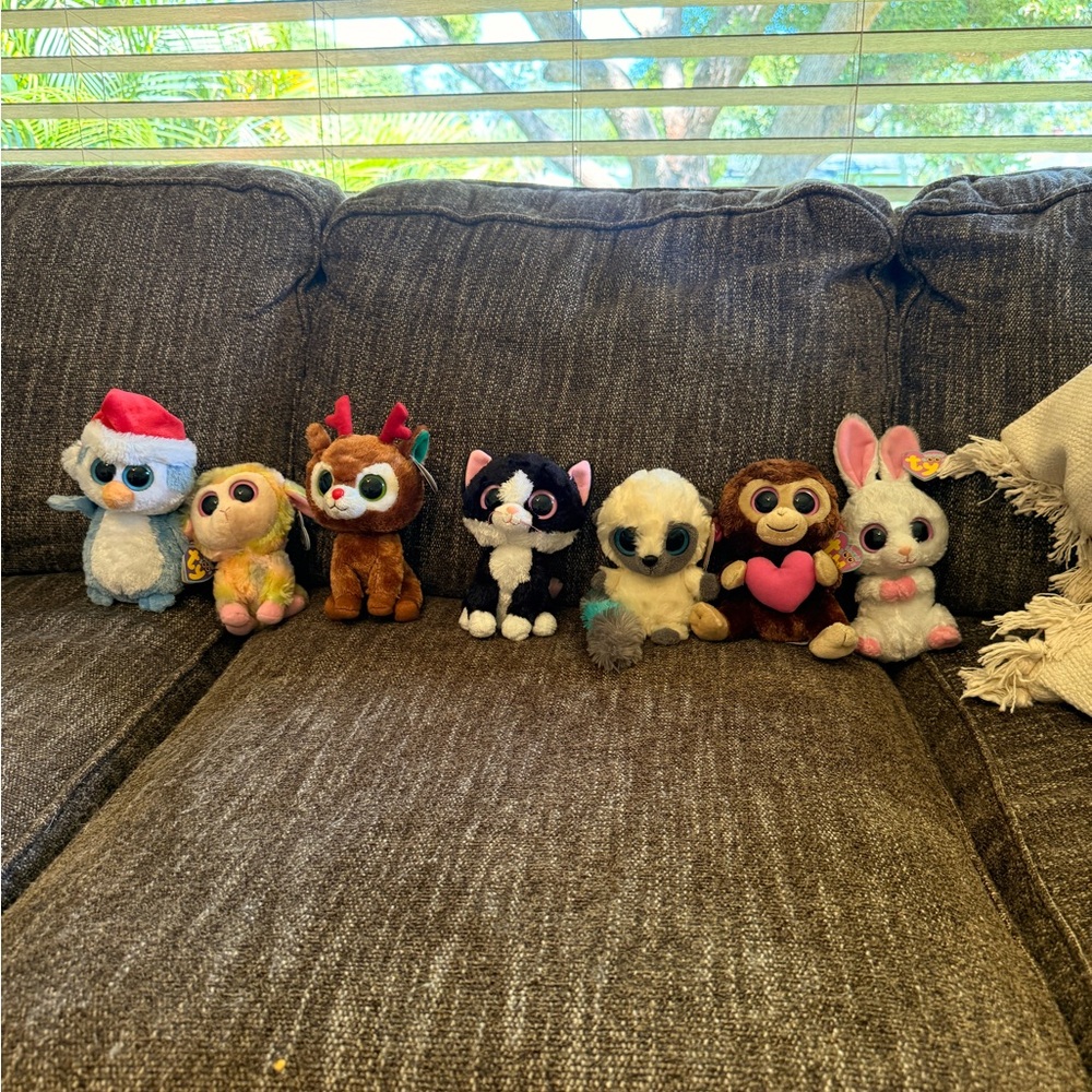 TY Assorted Plush Toy Set. 6 with tags and one without a tag.